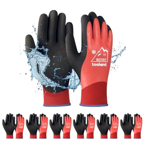OriStout Men's & Women's Waterproof Winter Gloves, Touchscreen, Freezer Insulated for Cold Weather — Red
