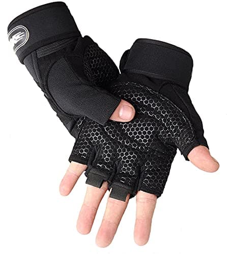 Men's Workout Gloves with Wrist Wraps for Full Palm Protection