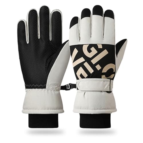 RIGWARL Unisex Waterproof Touchscreen Ski Gloves with Thermal Insulation — Off white