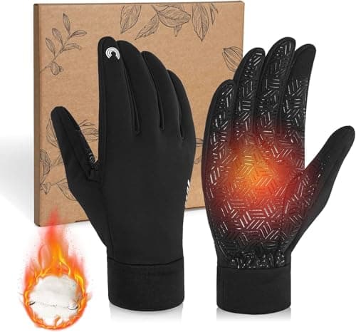 Winter Thermal Waterproof Touchscreen Gloves for Men and Women with Zippered Wrist — T112 Plus-(75% Warm&Water-Resistant)-Black