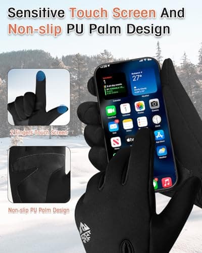 Winter Thermal Waterproof Touchscreen Gloves for Men and Women with Zippered Wrist