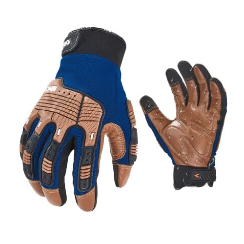 Leather Heavy Duty Work Gloves for Mechanics — 1 Pair - Blue