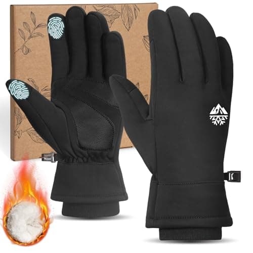 Winter Thermal Waterproof Touchscreen Gloves for Men and Women with Zippered Wrist — H122 Pro-(82% Warm&water-resistant)-black