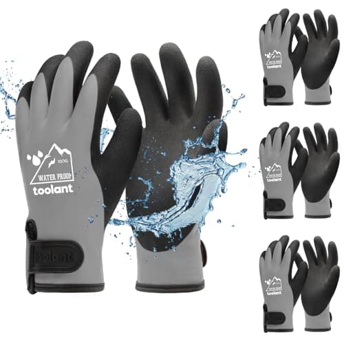 100% Waterproof Gloves for Men and Women, Touchscreen, Thermal, and Grip for Cold Weather, Grey, X-Large — Grey-3 Pairs