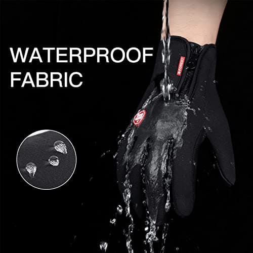 FOXLVDA Men and Women Winter Waterproof Gloves with Touch Screen Compatibility