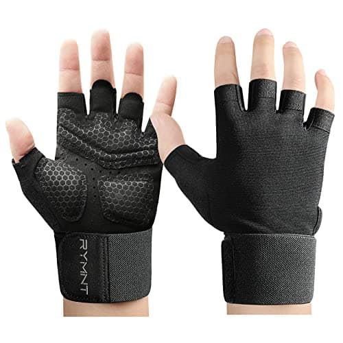 Weight Lifting Gloves with Full Palm Protection & Extra Grip — A1A-Black(With Wrist Wrap)