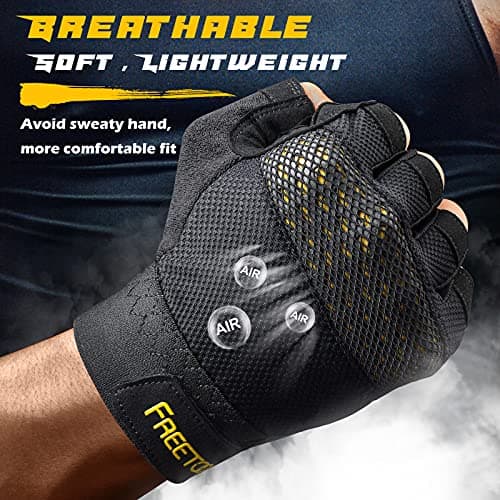 Men's FREETOO Workout Gloves: Full Palm Protection, Ultra Ventilated Weight Lifting Gloves with Cushion Pads and Silicone Grip for Exercise Fitness