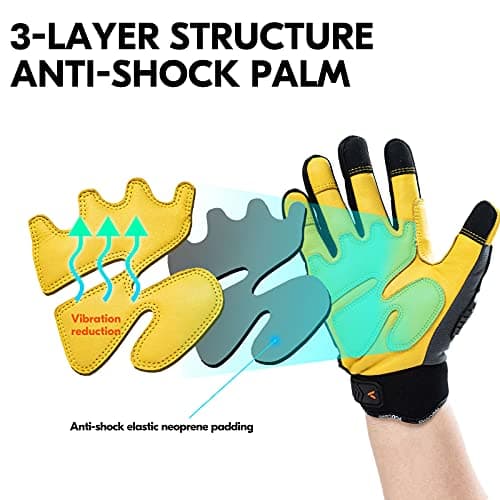 Leather Heavy Duty Work Gloves for Mechanics