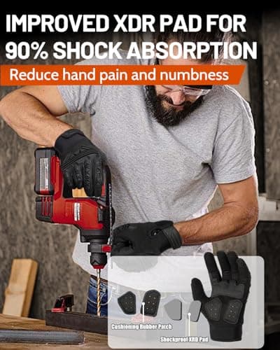 Impact Gloves for Men and Women with TPR Protector, Heavy Duty Work Gloves for Gardening and Construction