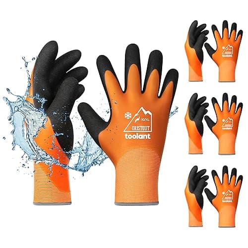 OriStout Men's & Women's Waterproof Winter Gloves, Touchscreen, Freezer Insulated for Cold Weather — Orange-3 Pairs