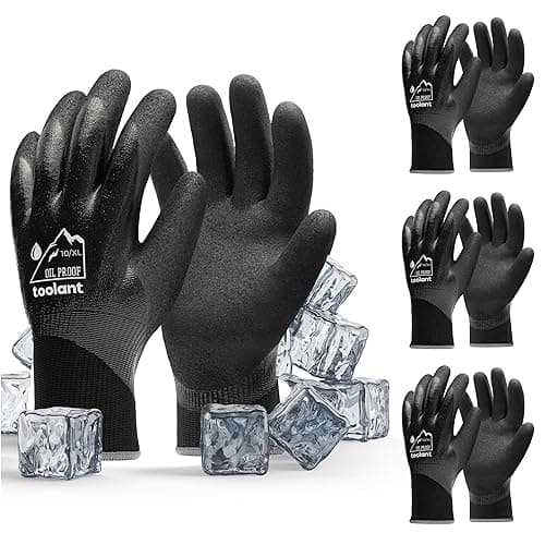 100% Waterproof Gloves for Men and Women, Touchscreen, Thermal, and Grip for Cold Weather, Grey, X-Large — Black-3 Pairs