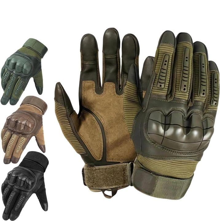 Wegodal Heavy-Duty Tactical Full-Finger Gloves for Men - Indestructible Touchscreen Camping and Motorcycle Gear — Green