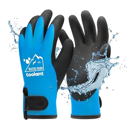 100% Waterproof Gloves for Men and Women, Touchscreen, Thermal, and Grip for Cold Weather, Grey, X-Large — Blue