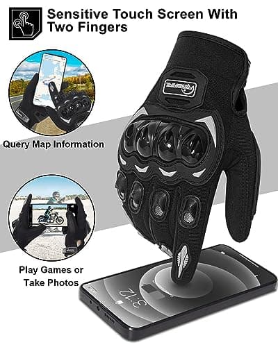 Touchscreen Non-Slip Skeleton Motorcycle Gloves for Men and Women
