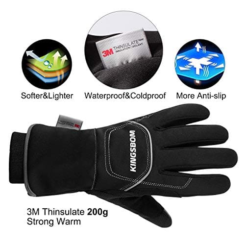 KINGSBOM 3M Thinsulate Waterproof & Windproof Touch Screen Gloves - Winter Warm for Outdoor Sports - Men & Women