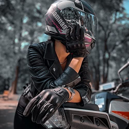 Women's Leather Motorcycle Gloves for Road Racing, Cycling, Climbing, and Powersports with Touchscreen - GL016
