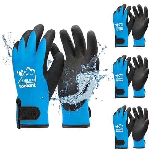 100% Waterproof Gloves for Men and Women, Touchscreen, Thermal, and Grip for Cold Weather, Grey, X-Large — Blue-3 Pairs