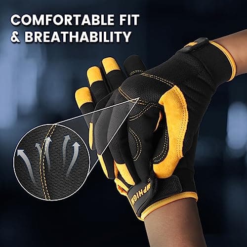 Men's Utility Work Gloves for Construction, Warehouse, and Truck Driving.