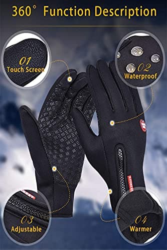 FOXLVDA Men and Women Winter Waterproof Gloves with Touch Screen Compatibility