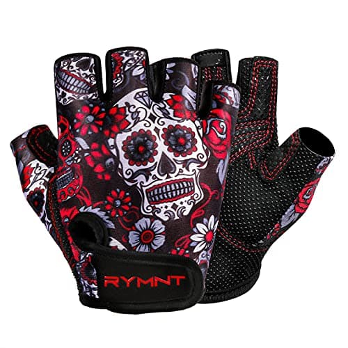Weight Lifting Gloves with Full Palm Protection & Extra Grip — A6-Surge Skull Red