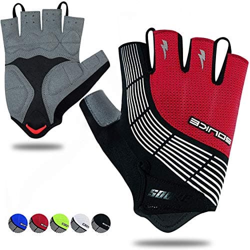 Souke Sports Half-Finger Cycling Gloves MTB Road Anti-Slip Shock-Absorbing — Red-black