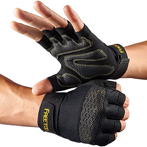 Men's FREETOO Workout Gloves: Full Palm Protection, Ultra Ventilated Weight Lifting Gloves with Cushion Pads and Silicone Grip for Exercise Fitness