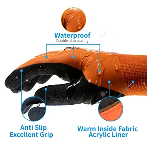 Brigic Men's Winter Waterproof Work Gloves, Insulated for Freezing 0℃