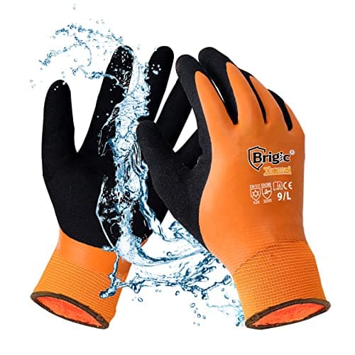 Brigic Men's Winter Waterproof Work Gloves, Insulated for Freezing 0℃