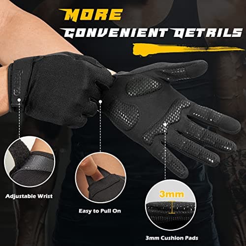 FREETOO Lightweight Full-Finger Workout Gloves for Men - Padded Weightlifting and Gym Training with Excellent Grip and Palm Protection