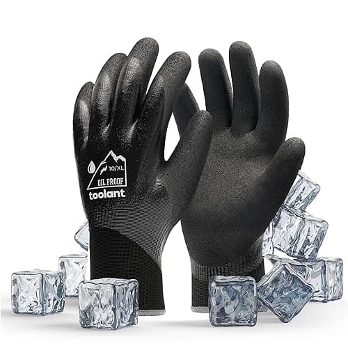 100% Waterproof Gloves for Men and Women, Touchscreen, Thermal, and Grip for Cold Weather, Grey, X-Large — Black