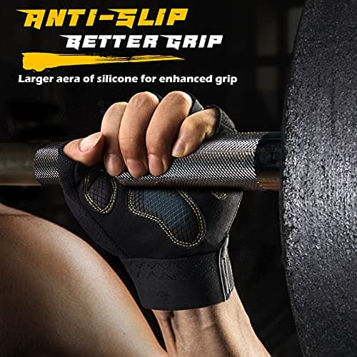 Men's FREETOO Workout Gloves: Full Palm Protection, Ultra Ventilated Weight Lifting Gloves with Cushion Pads and Silicone Grip for Exercise Fitness