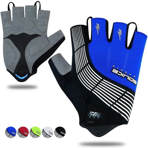 Souke Sports Half-Finger Cycling Gloves MTB Road Anti-Slip Shock-Absorbing — Blue-black