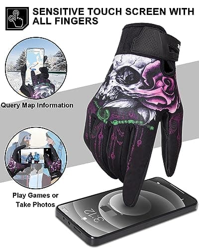Pink Autumn Motorcycle Gloves for Women