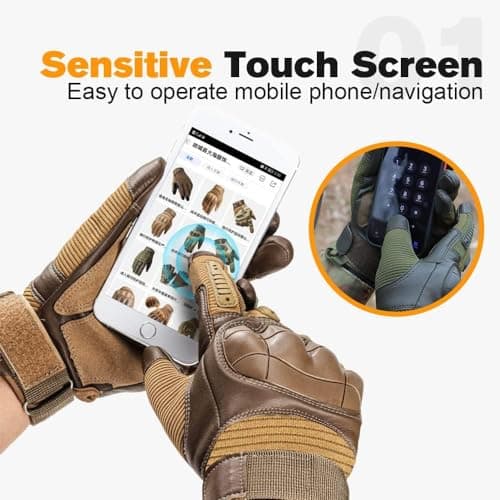Wegodal Heavy-Duty Tactical Full-Finger Gloves for Men - Indestructible Touchscreen Camping and Motorcycle Gear
