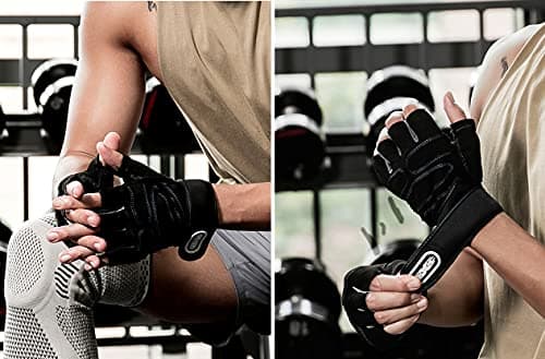 Men's Workout Gloves with Wrist Wraps for Full Palm Protection