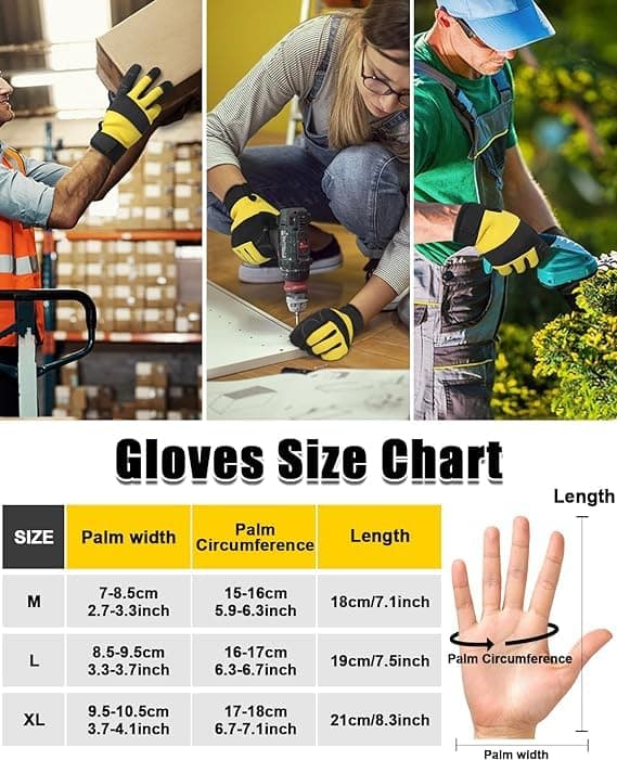 Yellow Utility Work Gloves for Men and Women with Touchscreen Capability