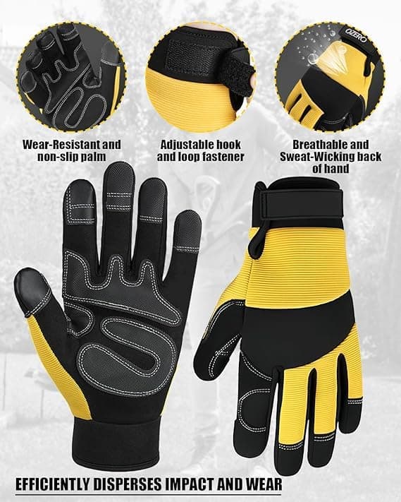 Yellow Utility Work Gloves for Men and Women with Touchscreen Capability