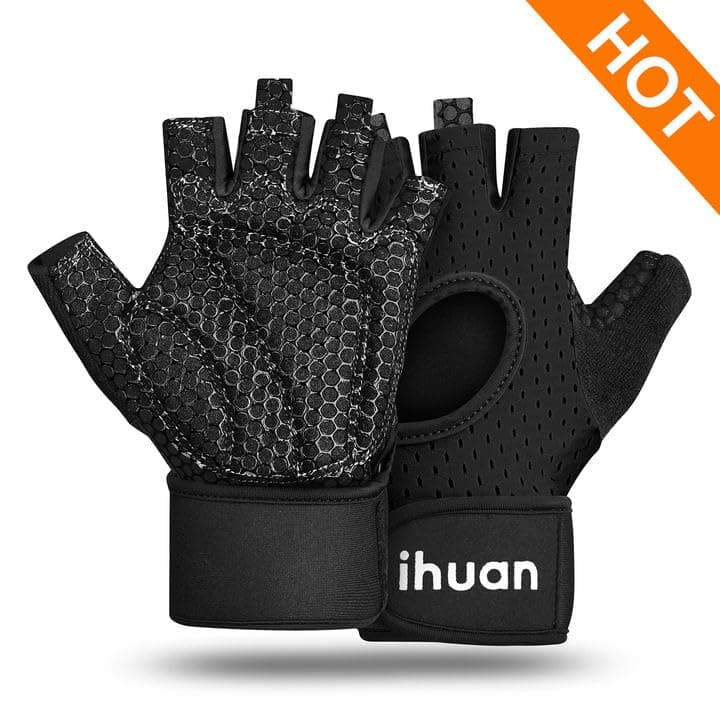 Breathable Weight Lifting Gloves for Workout Gym with Wrist Support | Enhance Palm Protection - Perfect for Fitness and Training — black