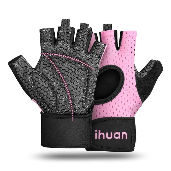 Breathable Weight Lifting Gloves for Workout Gym with Wrist Support | Enhance Palm Protection - Perfect for Fitness and Training — pink