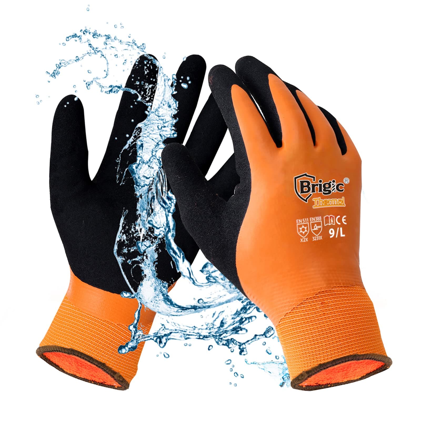 Brigic Men's Winter Waterproof Work Gloves, Insulated for Freezing 0℃